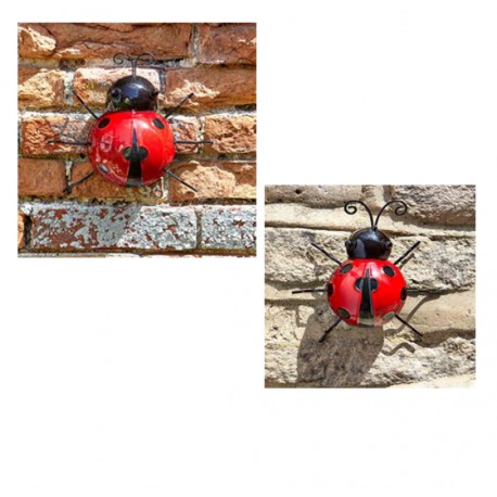 Pack of 2 Large. Medium Wall Art Metal LadyBirds Ornament