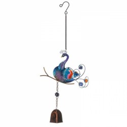 Smart Garden Flamboya Hanging Metal and Glass Peacock with bell
