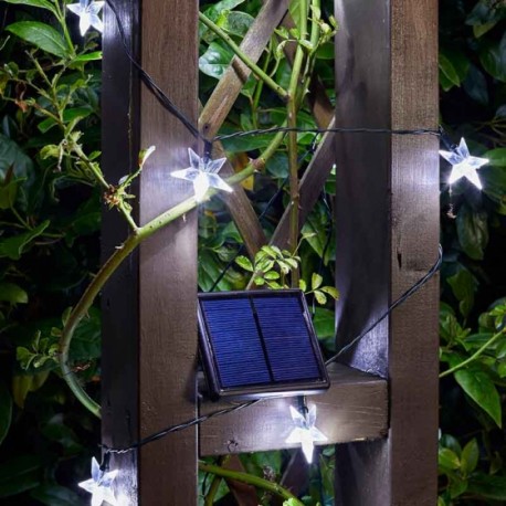 Solar Powered Metal Stars 50 Bright LED String Lights Smart Solar