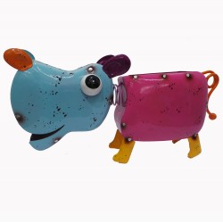 Hannah The Hippo Brightly Painted Metal Planter By Fountasia