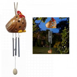 Ceramic Hen Wind Chime Light Solar Powered Smart Solar