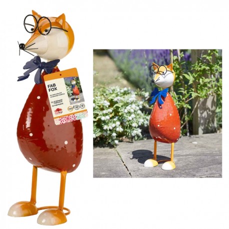 Fab Fox Garden Ornament Outdoor Metal Fun Colourful Statue Smart