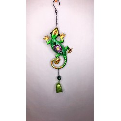 Gecko Bell Garden Decor Wind Chime Bright Painted Glass - Green