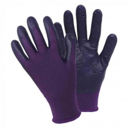 Medium Briers Purple With Floral Print Grip Design Lightweight Gardening Gloves