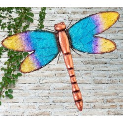 Creekwood Colourful Blue Dragonfly Metal Garden Wall Art