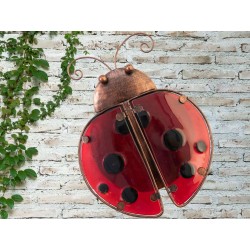 Creekwood Colourful Ladybird Metal Glass Garden Wall Art