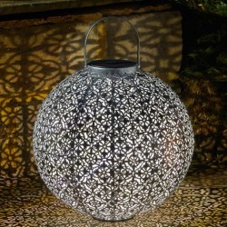 Jumbo Silver Damasque Beautiful Silhouette Garden Lantern Solar Powered